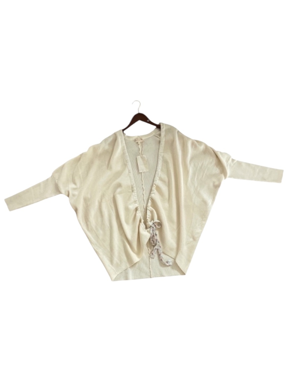 Hem & Thread Cream Oversized Tie Front Cardigan NWT Size L